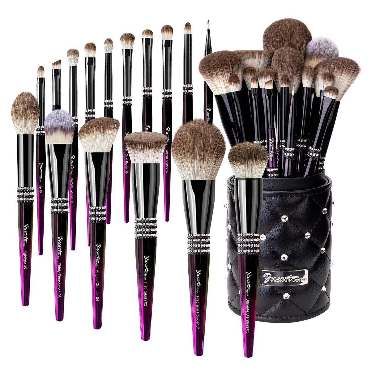 16Pcs Makeup Brushes Set with Elegant Holder Case, Premium Ultra Soft Professional Brushes for Foundation, Blush, Powder, and Eyeshadow