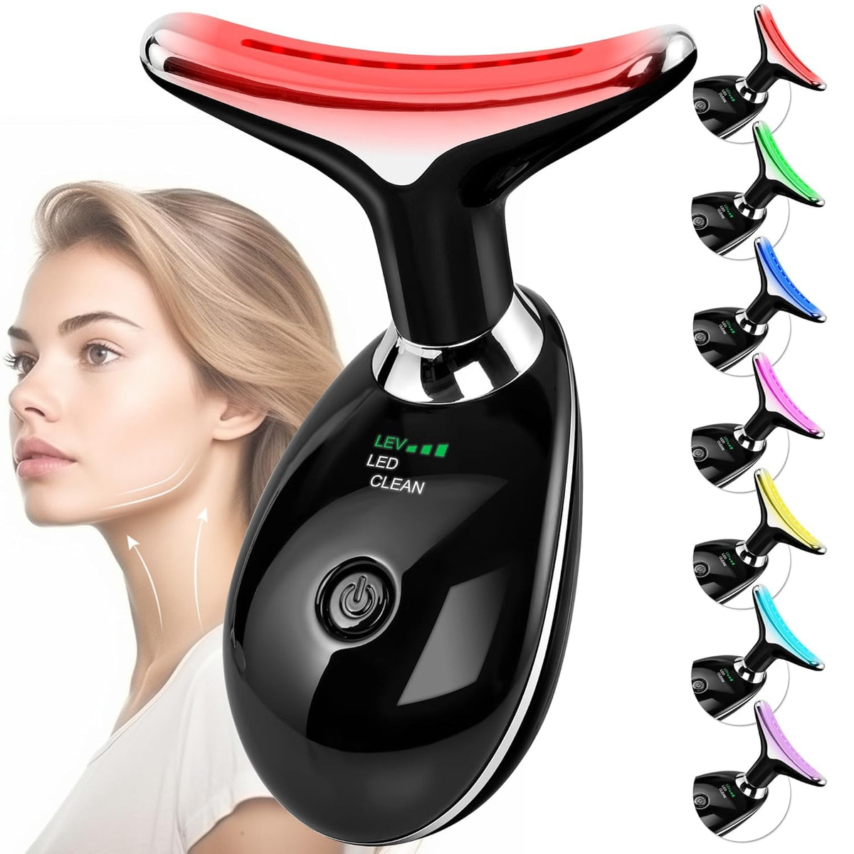Facial Massager for Face and Neck, 7 Color Light Therapy Sculpting Wand Tool for Women