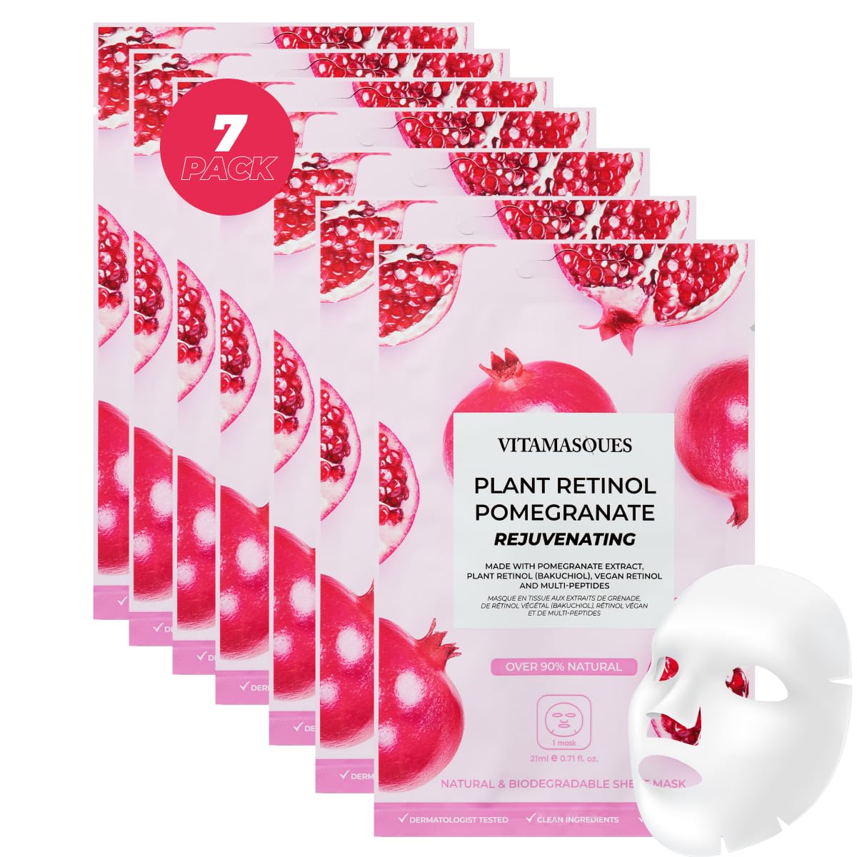 Juicy Collection Triple-Layer Sheet Facial Mask Kit - 7-Pack Korean Skincare for Purifying and Brightening