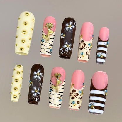 Autumn Spice Collection - 100% Handcrafted 3D Press-On Nails, Reusable Salon-Quality Gel Luxury