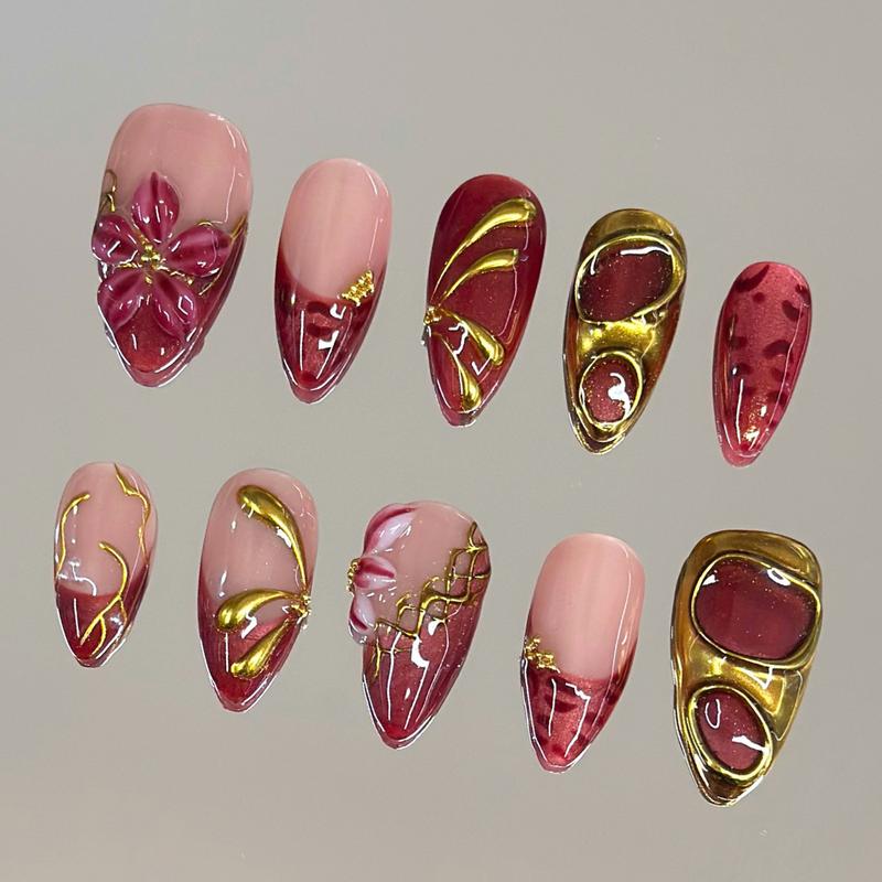 Autumn Spice Collection - 100% Handcrafted 3D Press-On Nails, Reusable Salon-Quality Gel Luxury