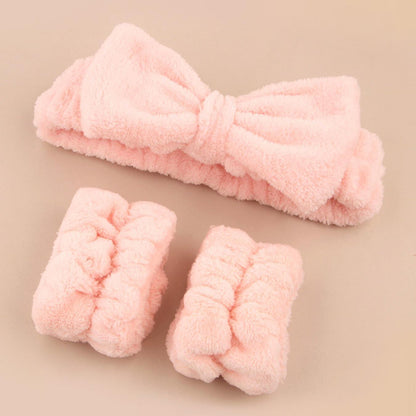 Summer Spa Wristband and Headband Set for Face Washing, Skincare, and Makeup