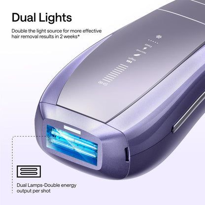 Laser Hair Removal Device with Ice-Cooling Technology, Dual Lights Skin Sensor & SHR Mode