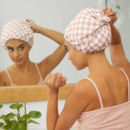 Luxury Reusable Waterproof Shower Cap - Flexi Satin Lined, Quick-dry, Adjustable for All Hair Types