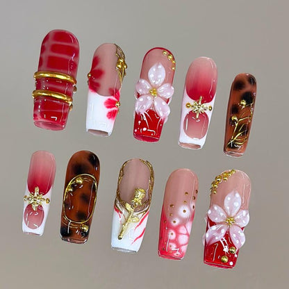 Autumn Spice Collection - 100% Handcrafted 3D Press-On Nails, Reusable Salon-Quality Gel Luxury