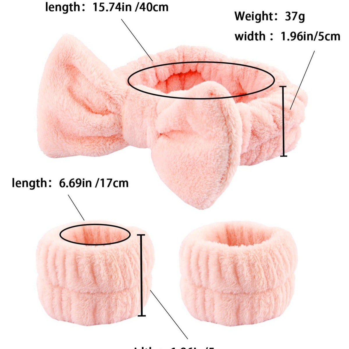 Summer Spa Wristband and Headband Set for Face Washing, Skincare, and Makeup
