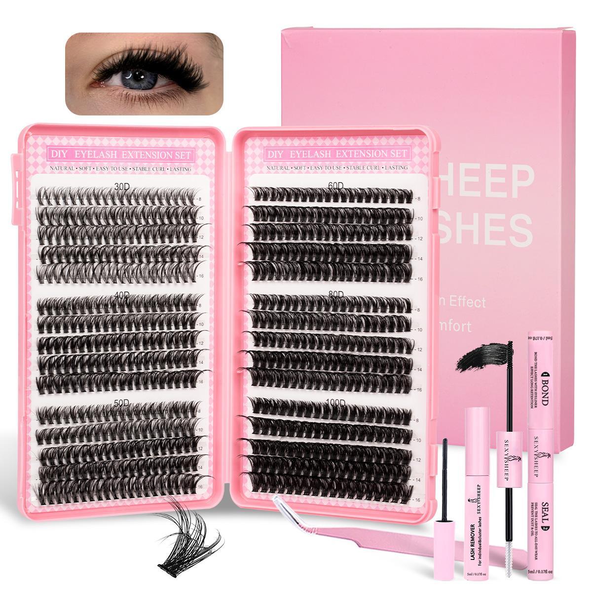 Mixed-Style Lash Clusters Kit, DIY Individual Eyelash Extensions, D-Curl Volume False Eyelashes