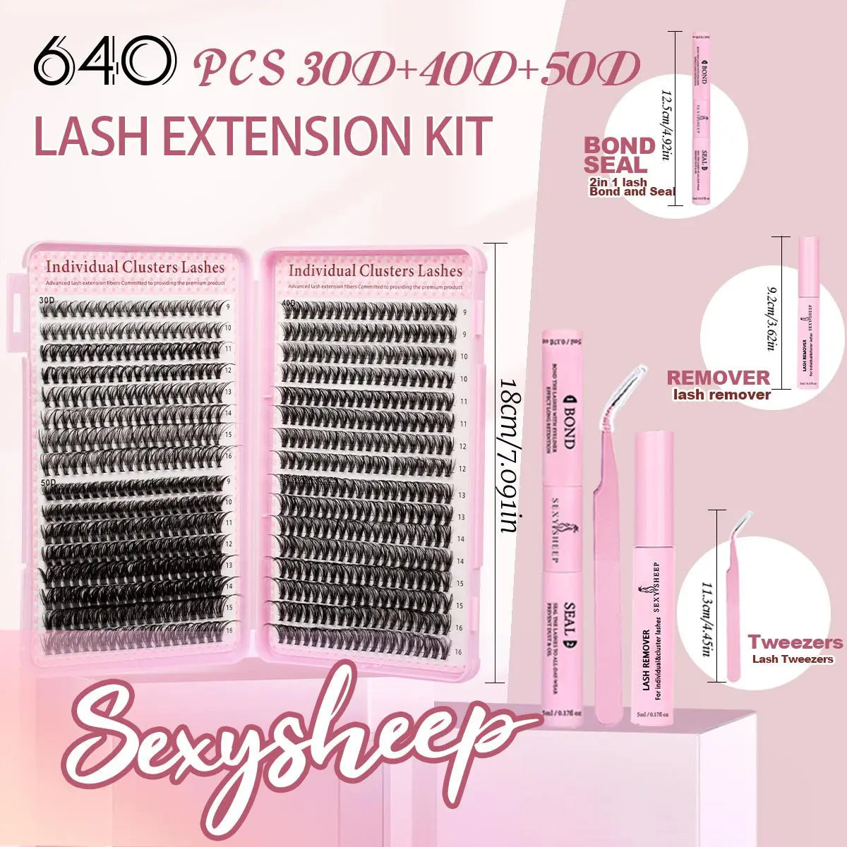 Mixed-Style Lash Clusters Kit, DIY Individual Eyelash Extensions, D-Curl Volume False Eyelashes