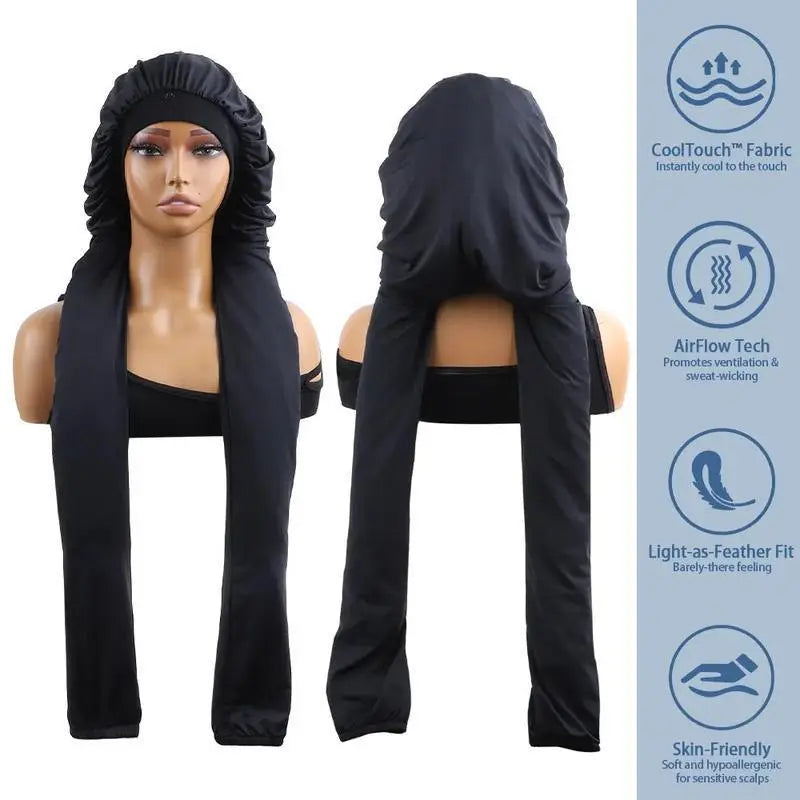 2-in-1 Adjustable Haircare Bonnet - Large Friction-Free Sleeping Cap for Long Hair