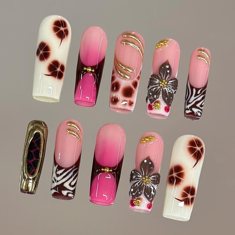 Autumn Spice Collection - 100% Handcrafted 3D Press-On Nails, Reusable Salon-Quality Gel Luxury