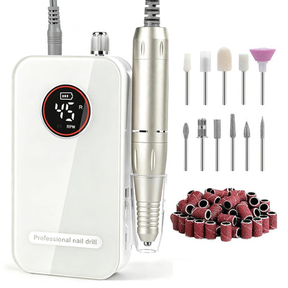 Professional 45000RPM Rechargeable Cordless Electric Nail Drill for Acrylic and Gel Nails
