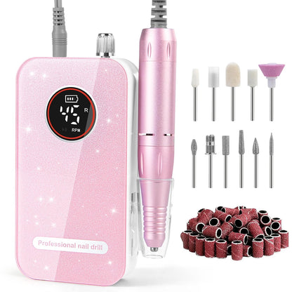 Professional 45000RPM Rechargeable Cordless Electric Nail Drill for Acrylic and Gel Nails