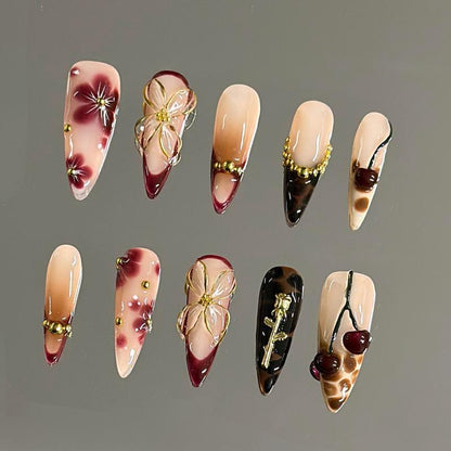 Autumn Spice Collection - 100% Handcrafted 3D Press-On Nails, Reusable Salon-Quality Gel Luxury