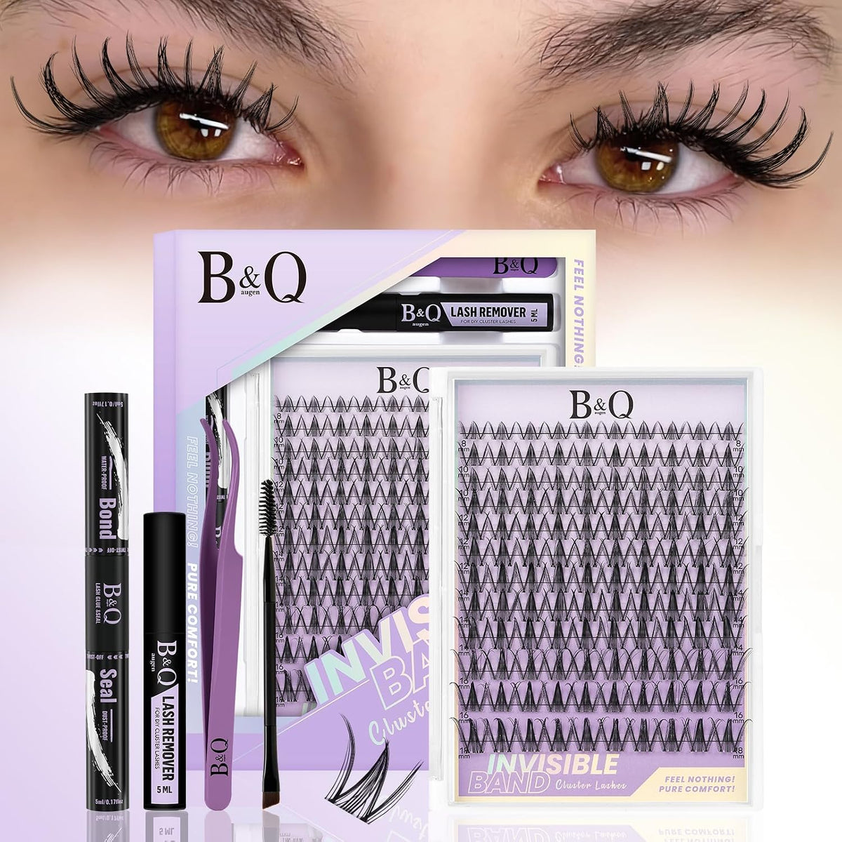 Natural Eyelash Clusters Kit - DIY Lash Extension Kit at Home with C-Curl Wispy Clusters