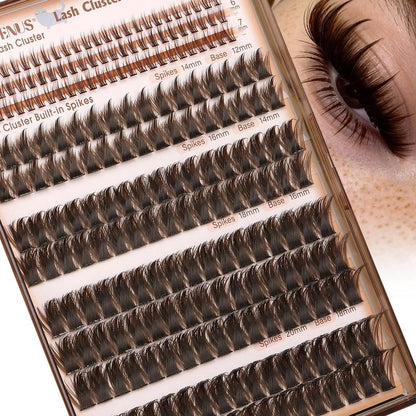 Spiky Manga Lash Clusters - Wispy Anime Eyelash Extensions, D Curve 12-18mm, 204 Pcs