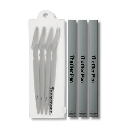 Men's Beard Filler & Eyebrow Pencil Grooming Kit - 3-Pack Sweat-Proof Water Resistant Pens