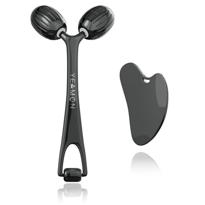 Stainless Steel Gua Sha Facial Tools and Face Roller Set for Skincare and Sculpting