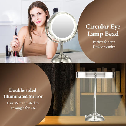 Professional 8.5" Large Lighted Makeup Mirror, 1X/10X HD Magnification, 3 Color Dimmable 90 LEDs