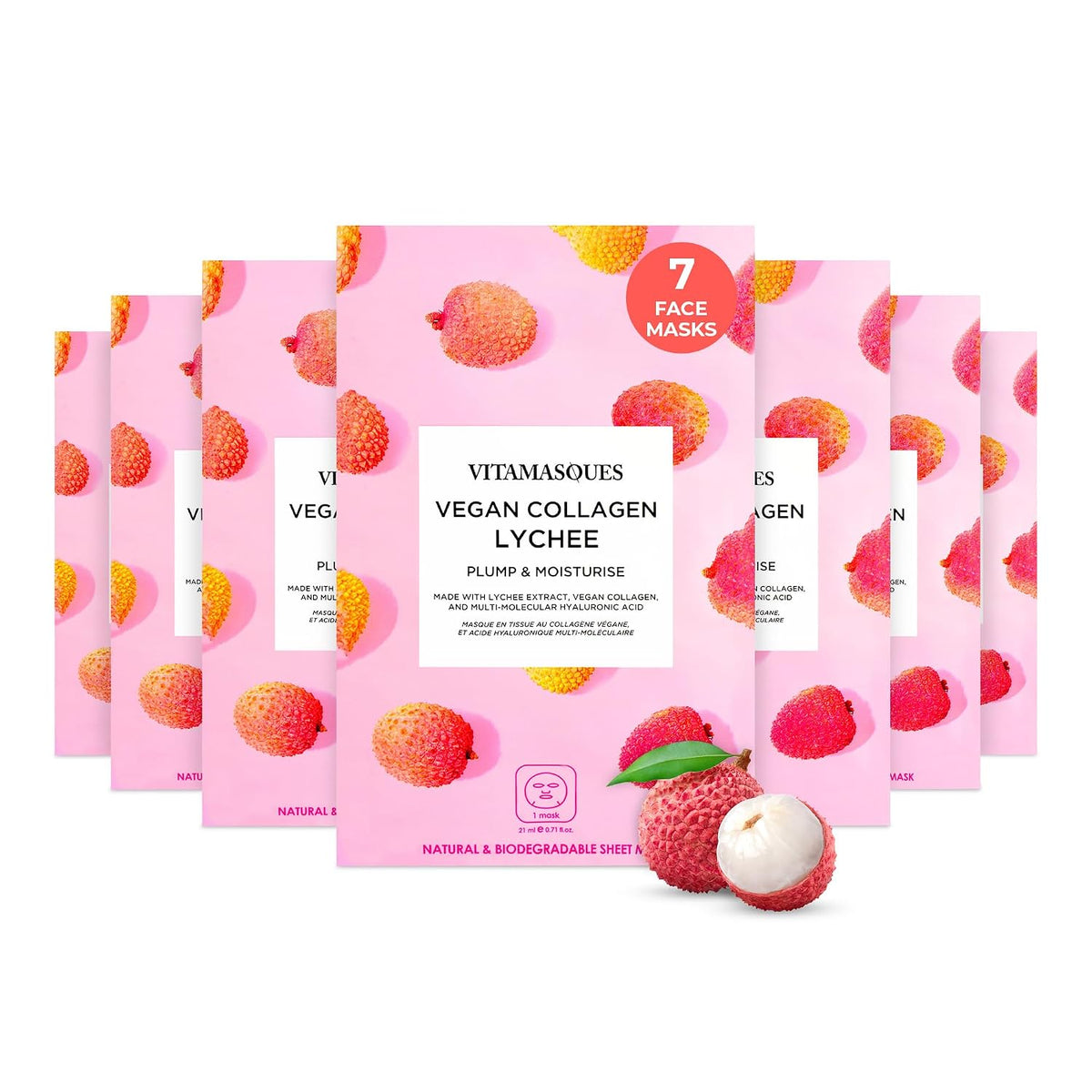 Juicy Collection Triple-Layer Sheet Facial Mask Kit - 7-Pack Korean Skincare for Purifying and Brightening