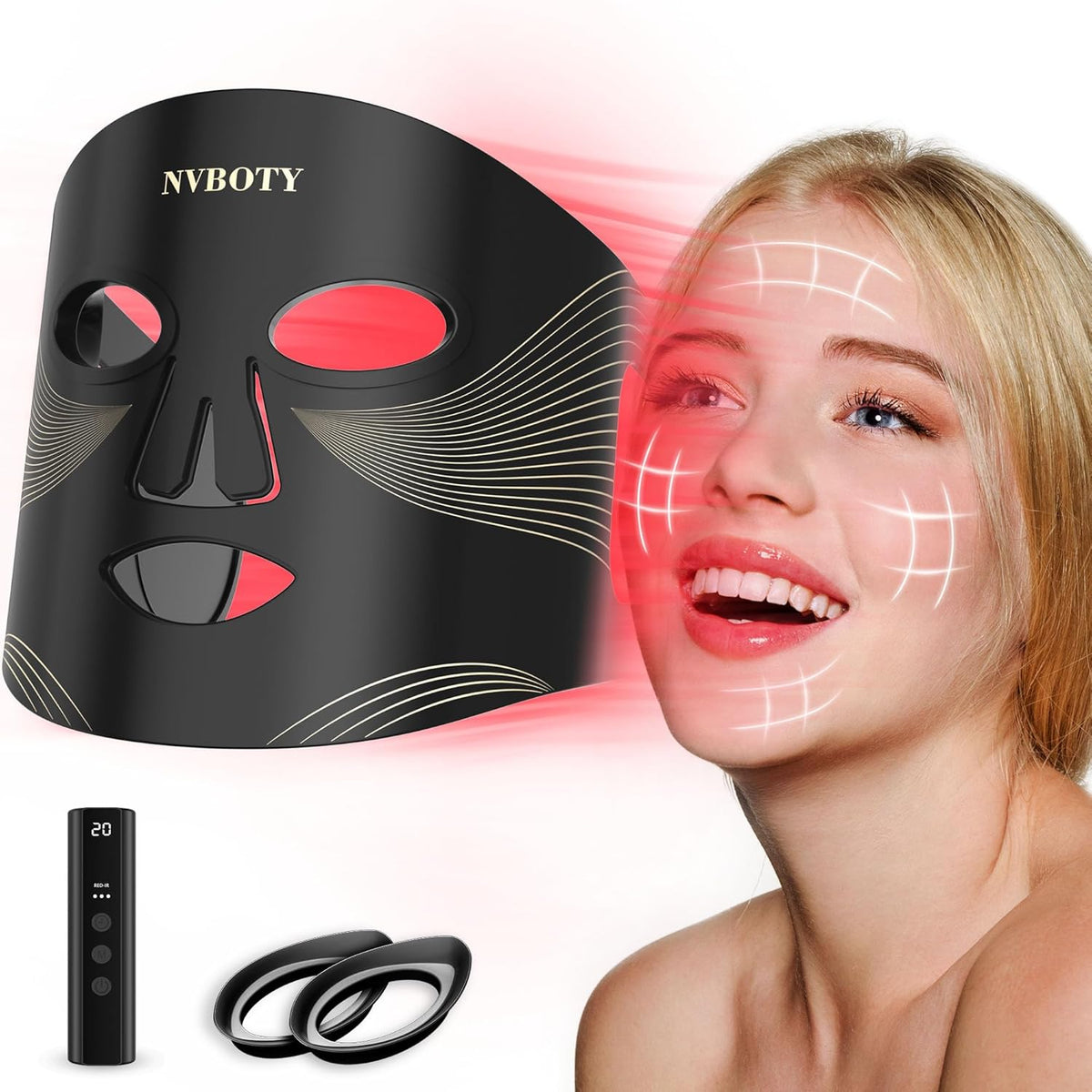 LED Face Mask Light Therapy - 4 Modes Red Light Therapy for Face with 400 LEDs