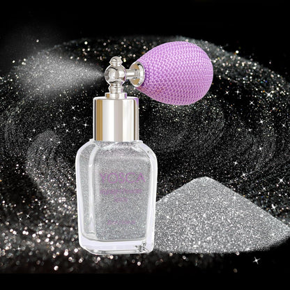 Body Glitter Spray, 30ML Loose Laser Shimmer Powder Holographic Hair Spray Silver Sparkle Highlighter