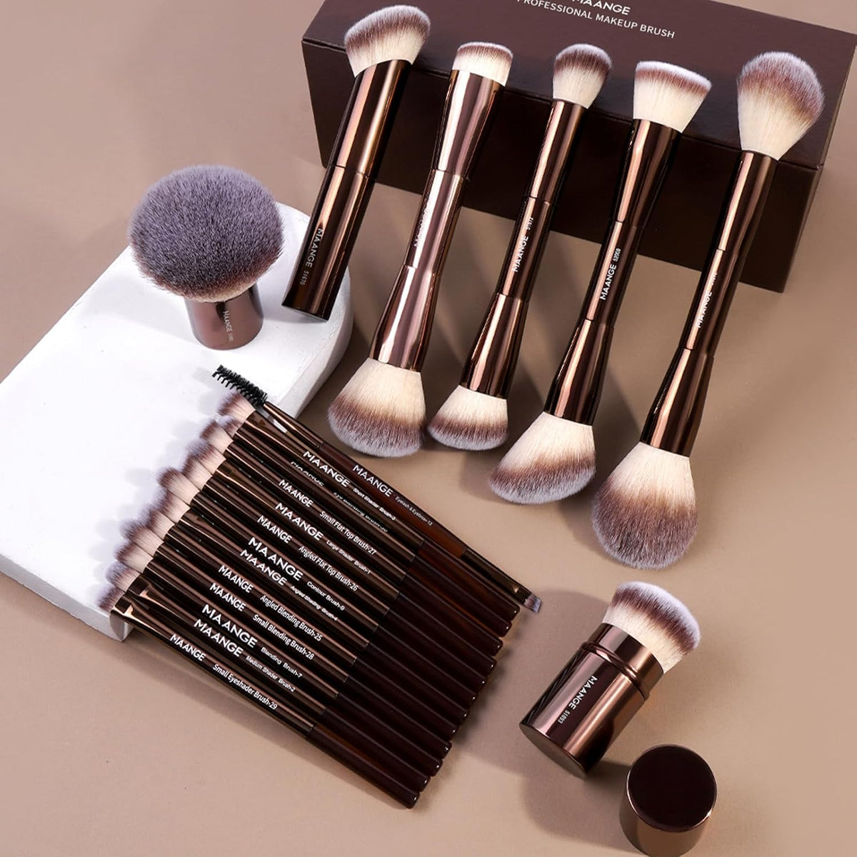 20 Pcs Professional Makeup Brush Set with Gift Box, Double-Ended Multi-functional Beauty Tools