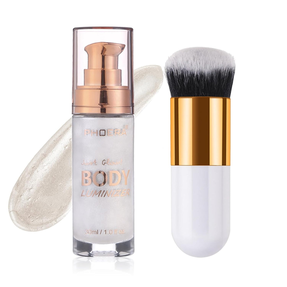 Rose Gold Body Shimmer Oil - Natural Glow Luminizer & Moisturizing Liquid Highlighter, 1oz