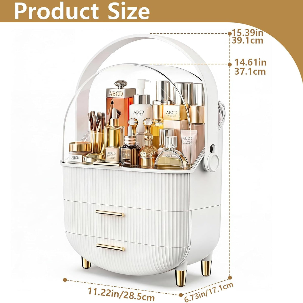 Makeup Organizer Skincare Cosmetic Display Case with Transparent Cover for Vanity and Bathroom
