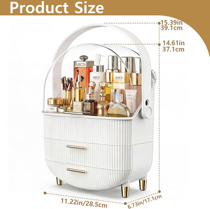 Makeup Organizer Skincare Cosmetic Display Case with Transparent Cover for Vanity and Bathroom