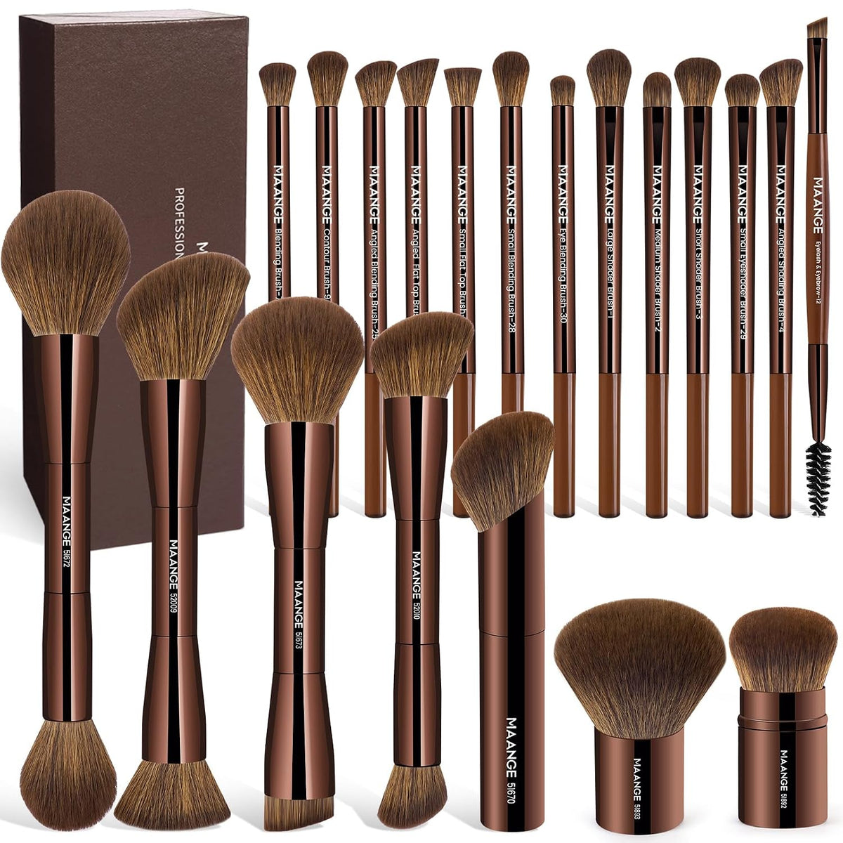 20 Pcs Professional Makeup Brush Set with Gift Box, Double-Ended Multi-functional Beauty Tools