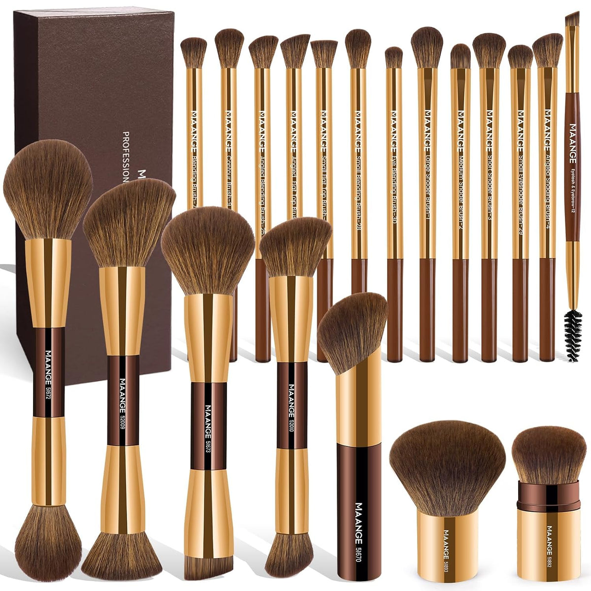 20 Pcs Professional Makeup Brush Set with Gift Box, Double-Ended Multi-functional Beauty Tools