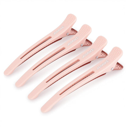 Hair Sectioning Clips with Silicone Band - 6pcs No Crease Duck Billed Clips for Styling and Cutting