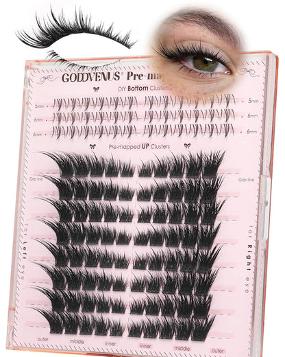 Manga Lash Clusters With Spikes Wispy Eyelash Extensions Fluffy Anime Individual Lashes (D Curve 12-18mm 204pcs)