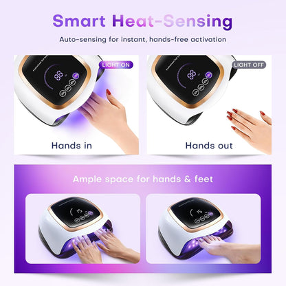 180W UV LED Nail Lamp for Gel Polish, Professional Dryer with 42 Beads and LCD Display