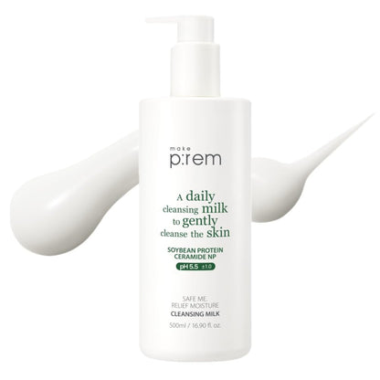 Safe Me Relief Moisture Cleansing Milk, Hydrating Face Wash for Sensitive Skin with Soy Protein, 6.76 fl.oz.