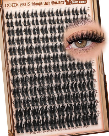 Manga Lash Clusters With Spikes Wispy Eyelash Extensions Fluffy Anime Individual Lashes (D Curve 12-18mm 204pcs)