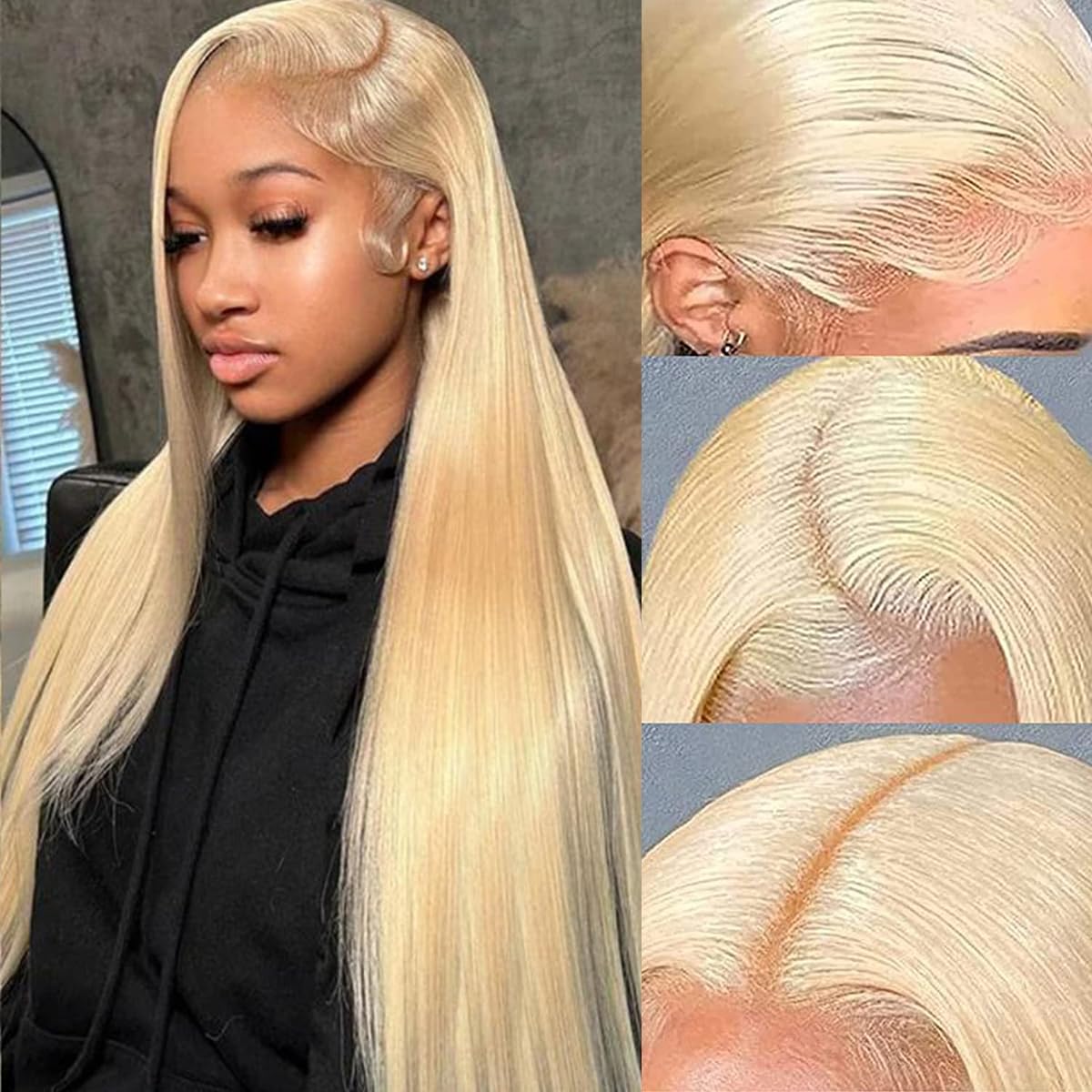 613 Blonde 13x6 Lace Front Wig Human Hair 28 Inch Body Wave 200% Density HD Transparent Lace