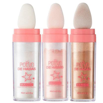4 Color Fairy Dust Highlight Patting Powder - Full Body Contouring and Pearlescent Shimmer for Face and Eyes