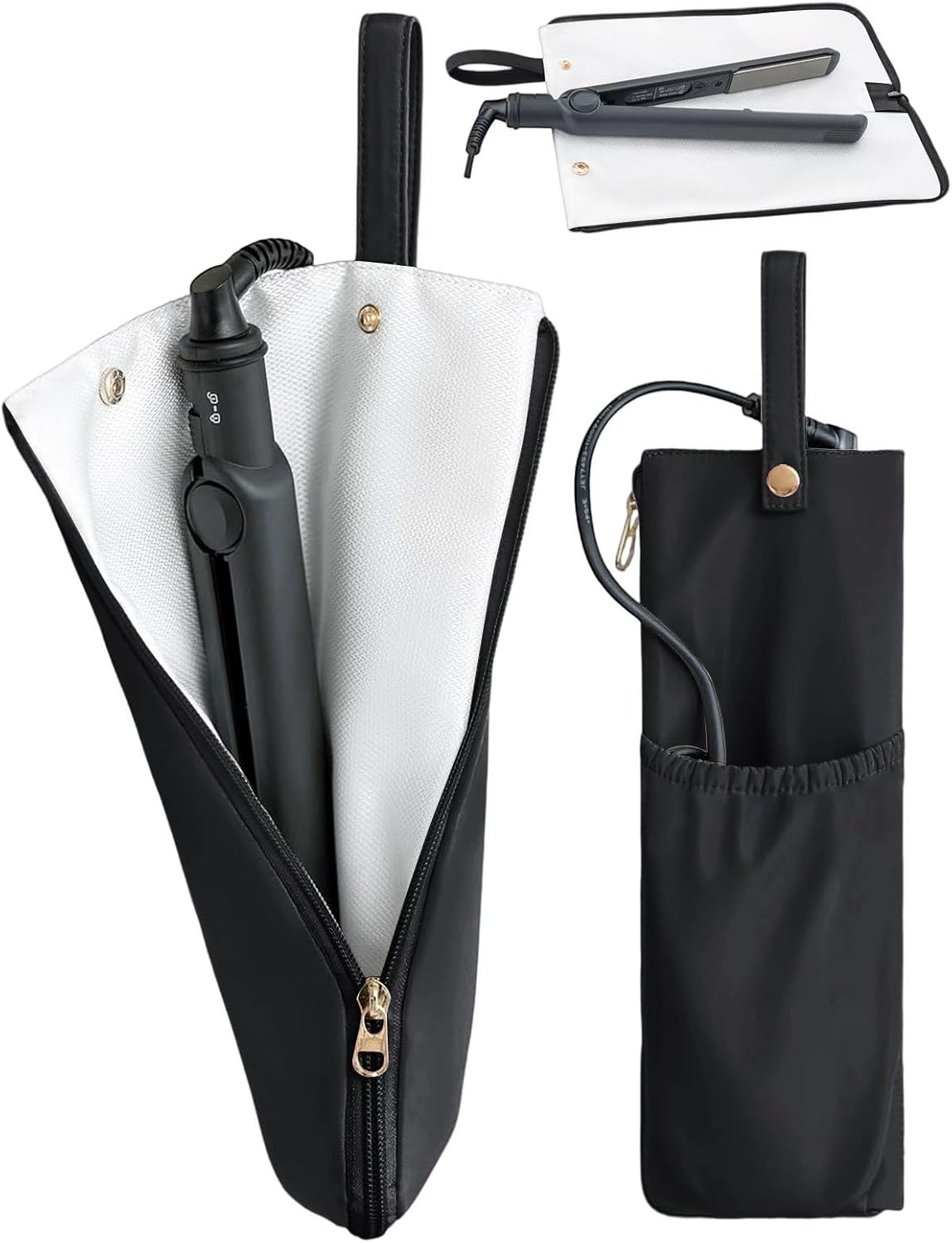 2-in-1 Heat Resistant Mat & Holder for Curling Irons and Flat Irons - Pink Travel Bag