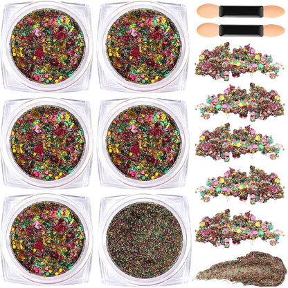 6 Colors Glow in The Dark Glitter Gel for Face, Body, and Hair - UV Black Light Party Makeup