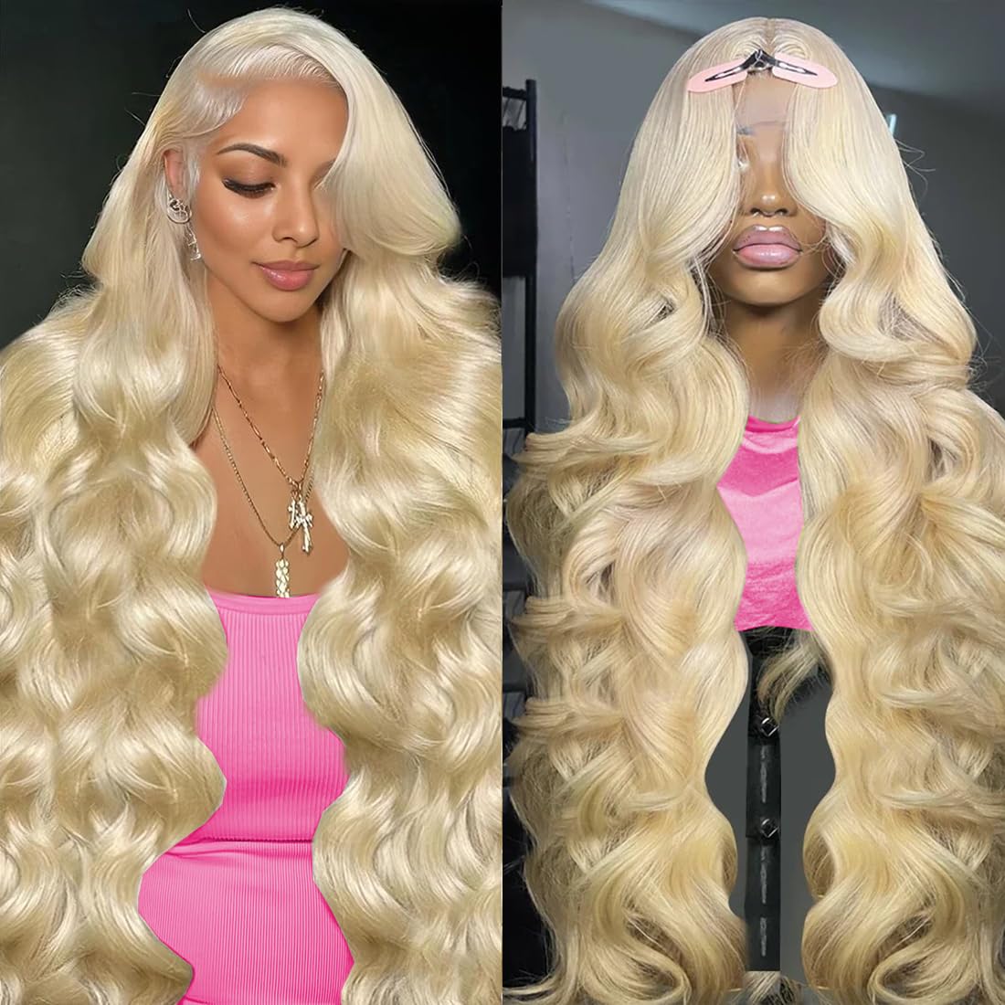 613 Blonde 13x6 Lace Front Wig Human Hair 28 Inch Body Wave 200% Density HD Transparent Lace