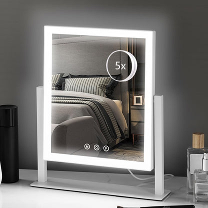 Lighted Hollywood Vanity Makeup Mirror, 17.3" x 13" with 3 Color Modes and 5X Magnification
