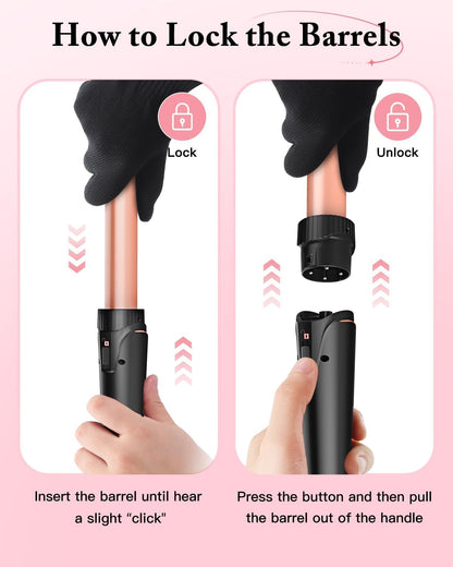5 in 1 Curling Wand Set with 3 Barrel Hair Crimper, Ceramic Tourmaline Hair Waver for All Hair Types