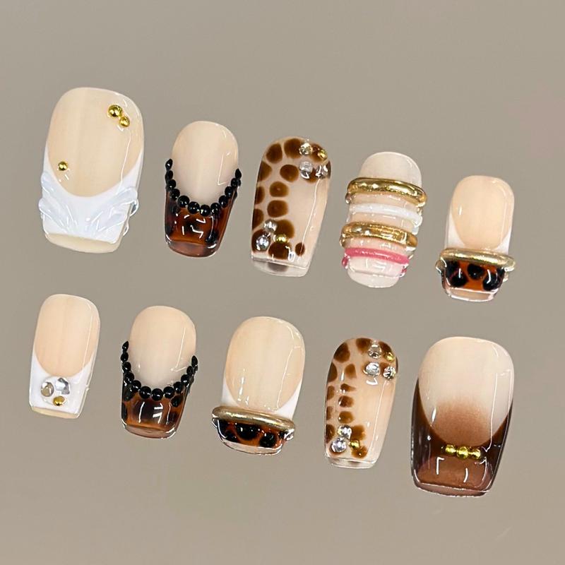 Autumn Spice Collection - 100% Handcrafted 3D Press-On Nails, Reusable Salon-Quality Gel Luxury
