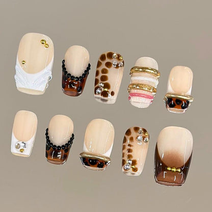 Autumn Spice Collection - 100% Handcrafted 3D Press-On Nails, Reusable Salon-Quality Gel Luxury