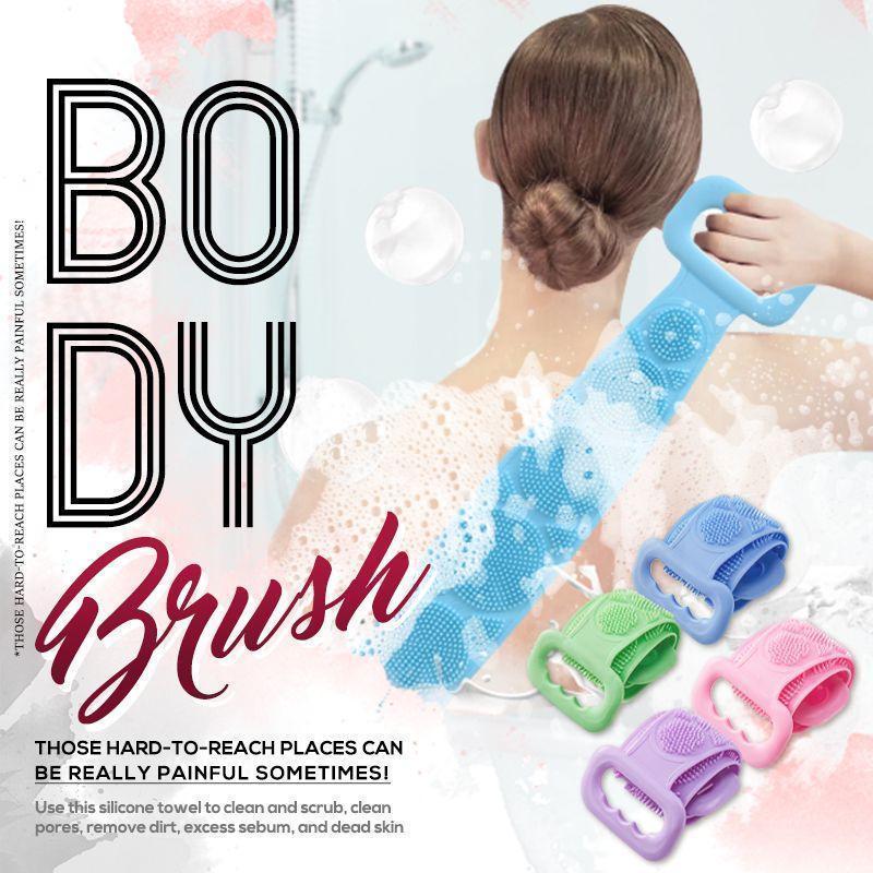Silicone Bath Body Brush - Double-Sided Back Scrubber for Deep Pore Cleaning
