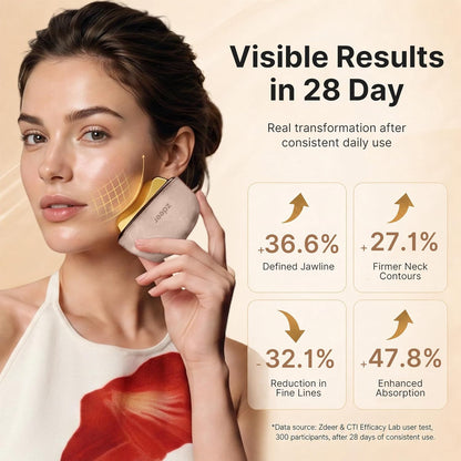 Brass Electric Heated Gua Sha Facial Sculpting Tool with Red Light Therapy & Vibration