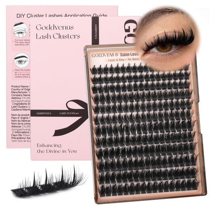 Spiky Manga Lash Clusters - Wispy Anime Eyelash Extensions, D Curve 12-18mm, 204 Pcs
