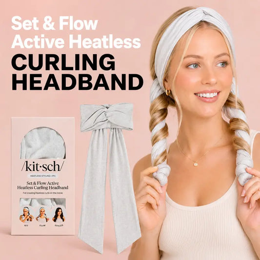 Heatless Hair Curler Headband for Soft Waves and Curls, Light Gray Styling Tool