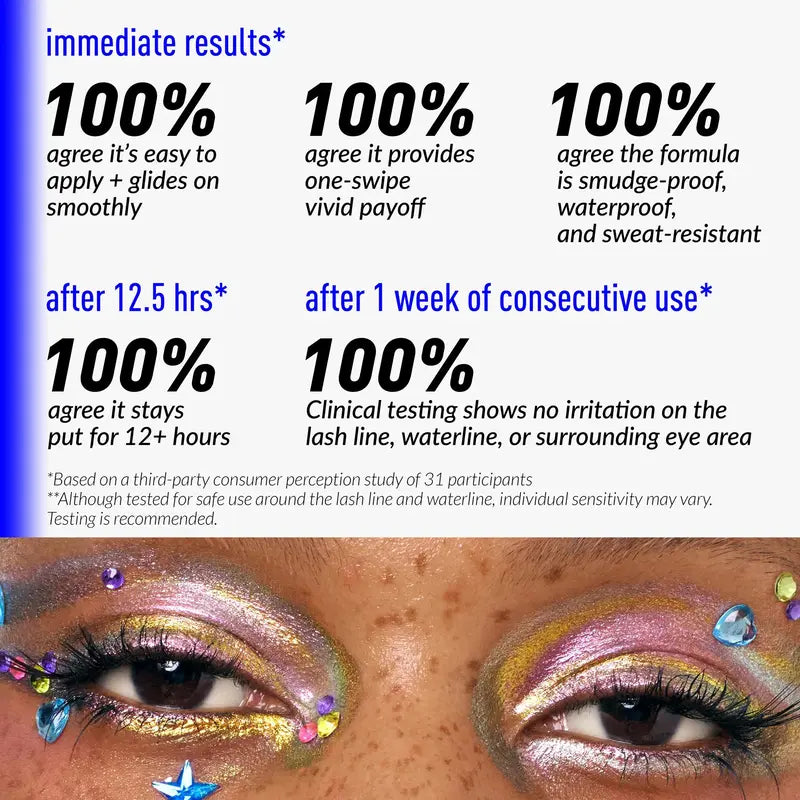 Melt-On Eyeliner - Smooth Sparkly Metallic Multichrome, Waterproof & Long-Lasting Eye Makeup